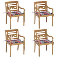vidaXL Bataviastolar med dynor 4 st massiv teak