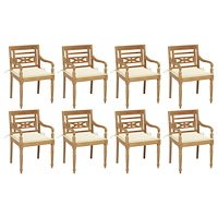 vidaXL Bataviastolar med dynor 8 st massiv teak