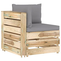 vidaXL Hörnsektion med dynor till pallsoffa tryckimpregnerat trä