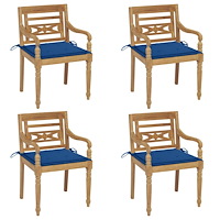 vidaXL Bataviastolar med dynor 4 st massiv teak