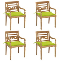 vidaXL Bataviastolar med dynor 4 st massiv teak