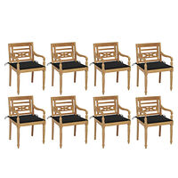 vidaXL Bataviastolar med dynor 8 st massiv teak