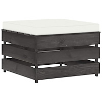 vidaXL Ottoman till modulsoffa med dyna grå impregnerat trä