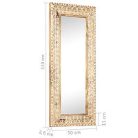 vidaXL Handsnidad spegel 110x50x2,6 cm massivt mangoträ