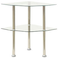 vidaXL Sidobord med 2 hyllplan genomskinligt 38x38x50 cm härdat glas