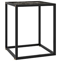 vidaXL Soffbord svart med svart marmorglas 40x40x50 cm