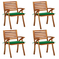 vidaXL Trädgårdsstolar med dynor 4 st massivt akaciaträ