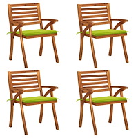 vidaXL Trädgårdsstolar med dynor 4 st massivt akaciaträ