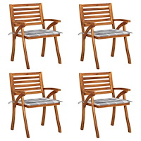 vidaXL Trädgårdsstolar med dynor 4 st massivt akaciaträ
