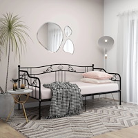 vidaXL Sängram bäddsoffa svart metall 90x200 cm