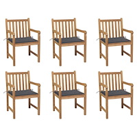 vidaXL Trädgårdsstolar 6 st med antracita dynor massiv teak