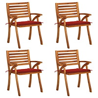 vidaXL Trädgårdsstolar med dynor 4 st massivt akaciaträ