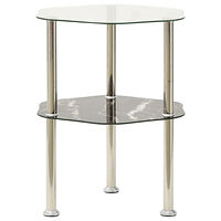 vidaXL Sidobord med 2 hyllor transparent/svart 38x38x50 cm härdat glas
