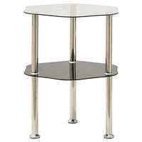 vidaXL Sidobord med 2 hyllor transparent/svart 38x38x50 cm härdat glas