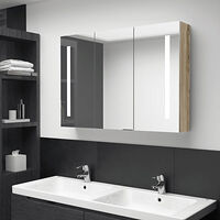 vidaXL Spegelskåp med LED 89x14x62 cm ek