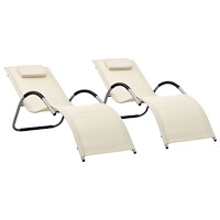 vidaXL Solsängar textilen 2 st gräddvit och grå