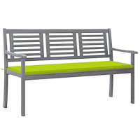 vidaXL Trädgårdsbänk 3-sits med dyna 150 cm eukalyptusträ grå