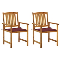vidaXL Trädgårdsstolar med dynor 2 st massivt akaciaträ