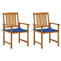 vidaXL Trädgårdsstolar med dynor 2 st massivt akaciaträ