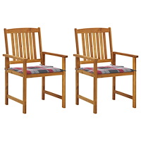 vidaXL Trädgårdsstolar med dynor 2 st massivt akaciaträ