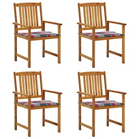 vidaXL Trädgårdsstolar med dynor 4 st massivt akaciaträ