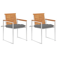 vidaXL Trädgårdsstolar 2 st med dynor massivt akacia och stål