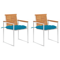 vidaXL Trädgårdsstolar 2 st med dynor massivt akacia och stål