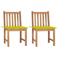 vidaXL Trädgårdsstolar 2 st med dynor massiv teak
