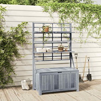 vidaXL Förvaringslåda med spaljé grå 99x55x160 cm massivt akaciaträ