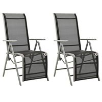 vidaXL Trädgårdsstolar justerbara 2 st textilen och aluminium silver