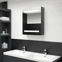 vidaXL Spegelskåp med LED blank grå 50x14x60 cm