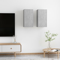 vidaXL | Vägg TV Skåp | 2 pcs Betonggrå 30.5 x 30 x 60 cm Konstruerat trä