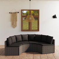 vidaXL Soffgrupp för trädgården med dynor 4 delar konstrotting grå