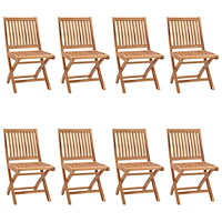 vidaXL Hopfällbara trädgårdsstolar 8 st massiv teak