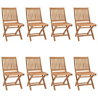 vidaXL Hopfällbara trädgårdsstolar 8 st massiv teak