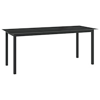 vidaXL Trädgårdsbord svart 190x90x74 cm aluminium och glas