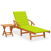 vidaXL Solsäng med bord och dyna massivt akaciaträ