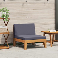 vidaXL Mittensits med mörkgrå dynor massivt akaciaträ