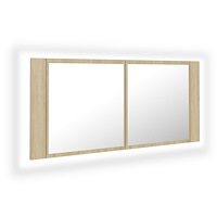 vidaXL Spegelskåp med LED sonoma-ek 100x12x45 cm akryl