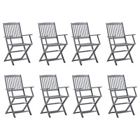 vidaXL Hopfällbara trädgårdsstolar 8 st massivt akaciaträ