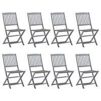 vidaXL Hopfällbara trädgårdsstolar 8 st med dynor massivt akaciaträ