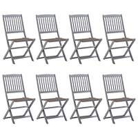 vidaXL Hopfällbara trädgårdsstolar 8 st med dynor massivt akaciaträ