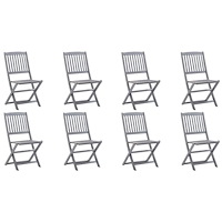 vidaXL Hopfällbara trädgårdsstolar 8 st massivt akaciaträ
