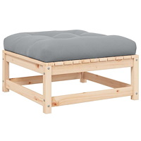 vidaXL Fotpall med dyna för trädgården massiv furu
