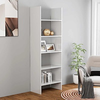 vidaXL Bokskåp vit högglans 60x35x180 cm konstruerat trä