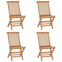 vidaXL Hopfällbara trädgårdsstolar 4 st massiv teak