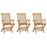vidaXL Hopfällbara trädgårdsstolar 3 st massiv teak