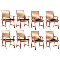 vidaXL Trädgårdsstolar 8 st med dynor massivt akaciaträ