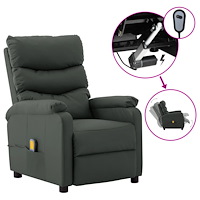 vidaXL Elektrisk massagefåtölj Grå konstläder
