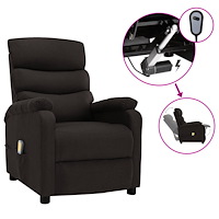 vidaXL Elektrisk massagefåtölj mörkbrun tyg